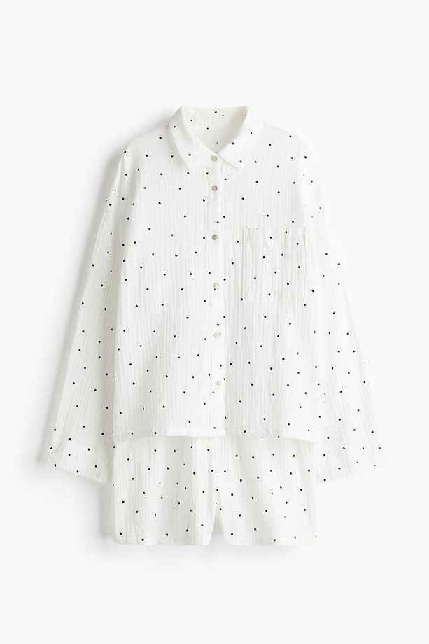 Gömlek ve Şortlu Pijama Takımı - 4