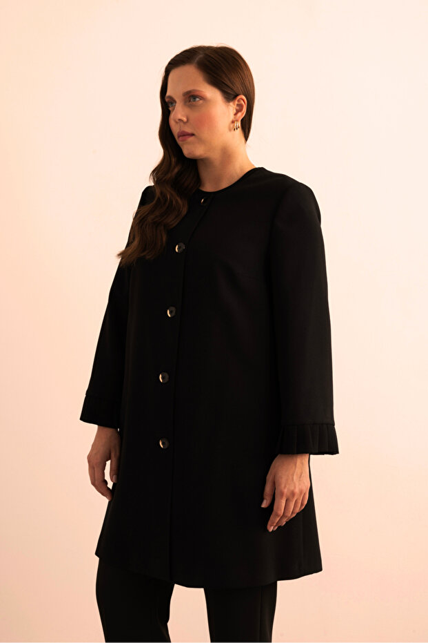 قبعة بتفاصيل مطوية على الأكمام - 5