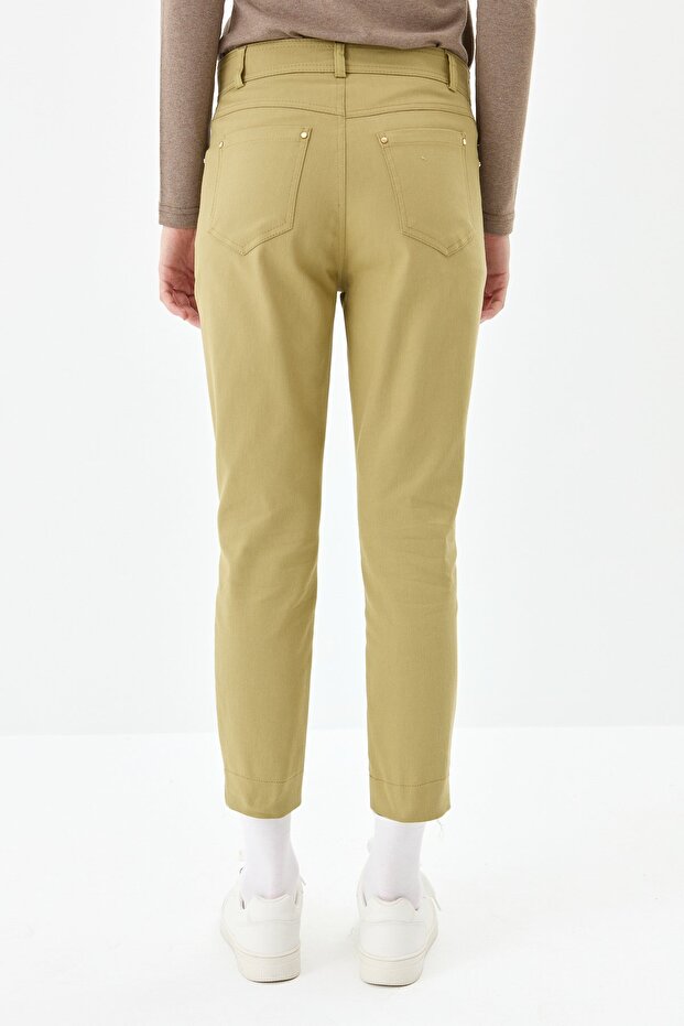 Dar Paça Kanvas Pantolon Olive - 6
