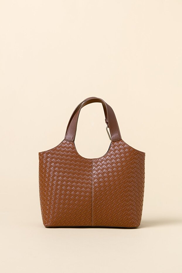 Örgülü El Çantası Taba - 3