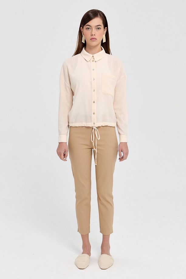 Dar Paça Kanvas Pantolon Camel - 6