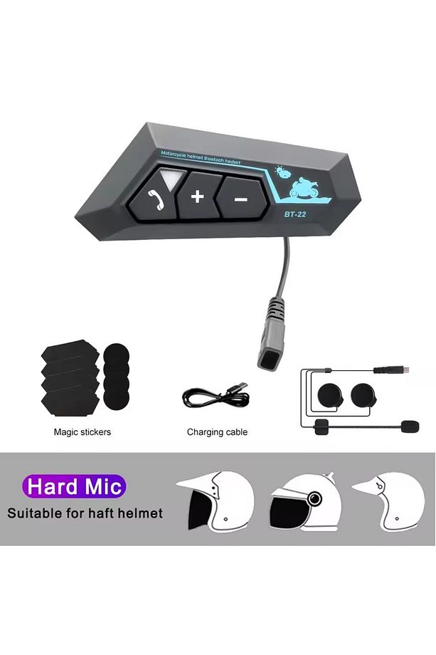 BT22 Intercom Bluetooth Kask Kulaklık – Motor Kurye ve Sürücüler İçin, Su Geçirmez, Gürültü Önleyici - 6