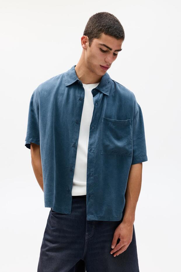 Dökümlü kısa kollu gömlek - 2