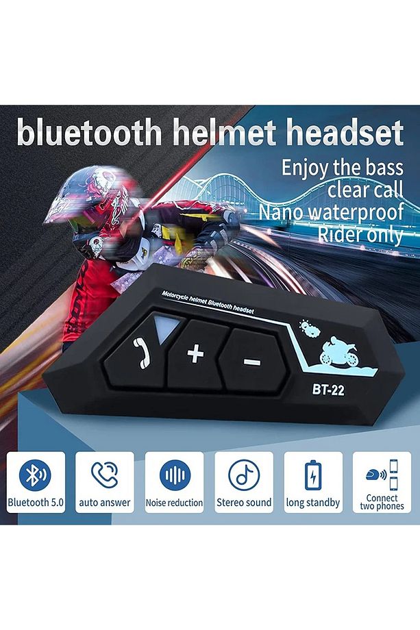 BT22 Intercom Bluetooth Kask Kulaklık – Motor Kurye ve Sürücüler İçin, Su Geçirmez, Gürültü Önleyici - 4