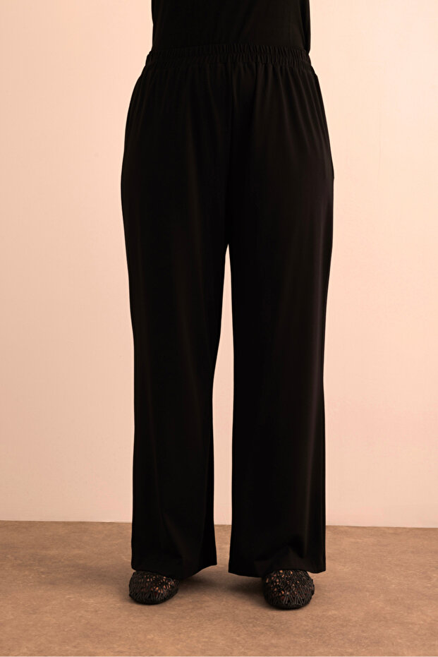 Beli Lastikli Bol Örme Pantolon - 3