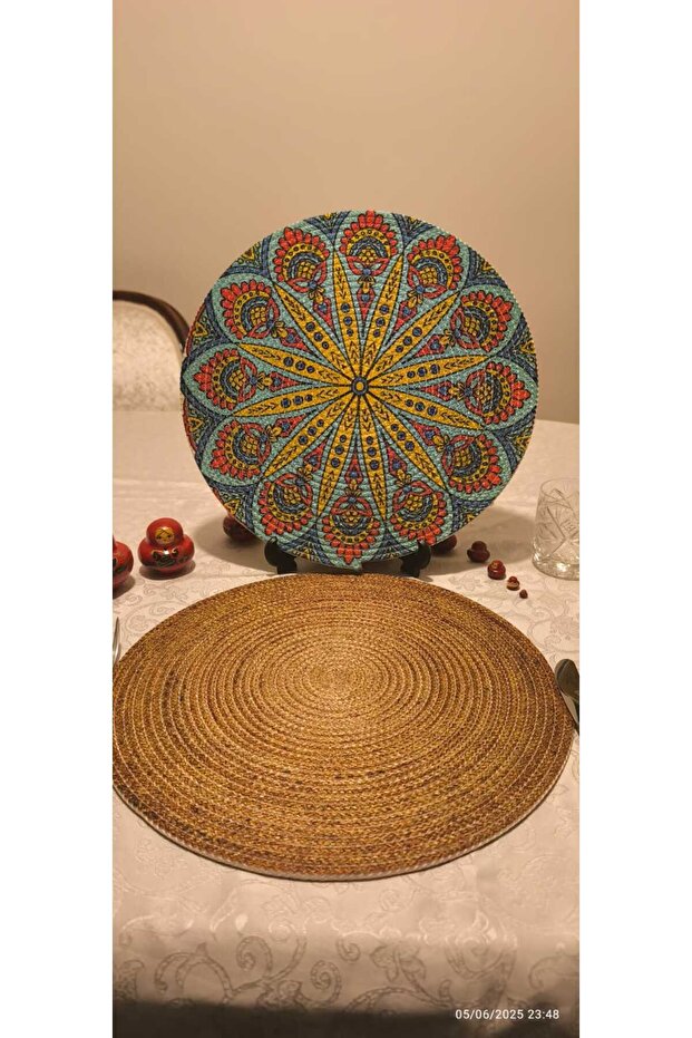 Placemat Runner 6-Piece Presentation Plate Dowry Set Knitted Plate Bottom Fireproof
