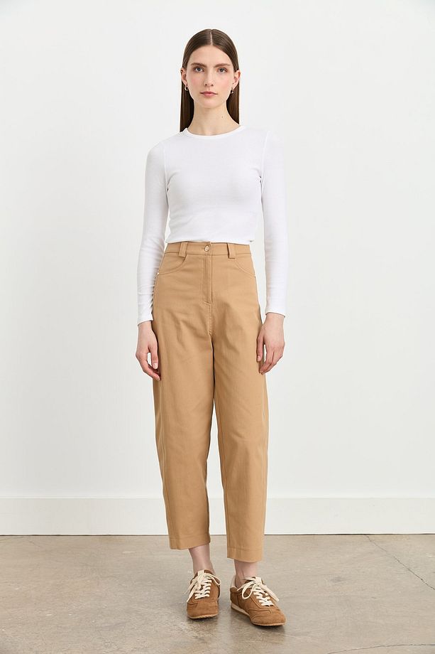 Havuç Kanvas Denim Pantolon Camel - 1