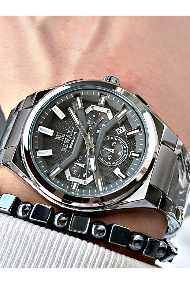 Smoked Color Functions Active Steel Strap Men's Wristwatch + BRACELET WITH GIFT