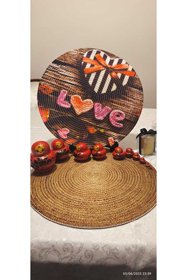 Placemat Runner 6-Piece Presentation Plate Dowry Set Knitted Plate Bottom Fireproof