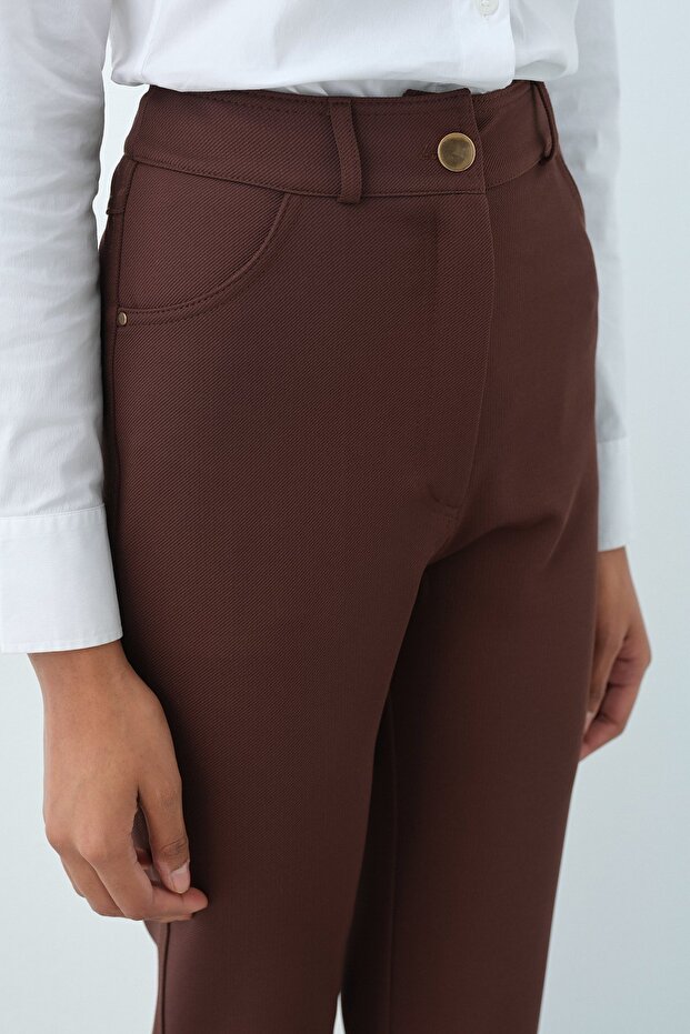İspanyol Paça Pantolon Kahve - 3