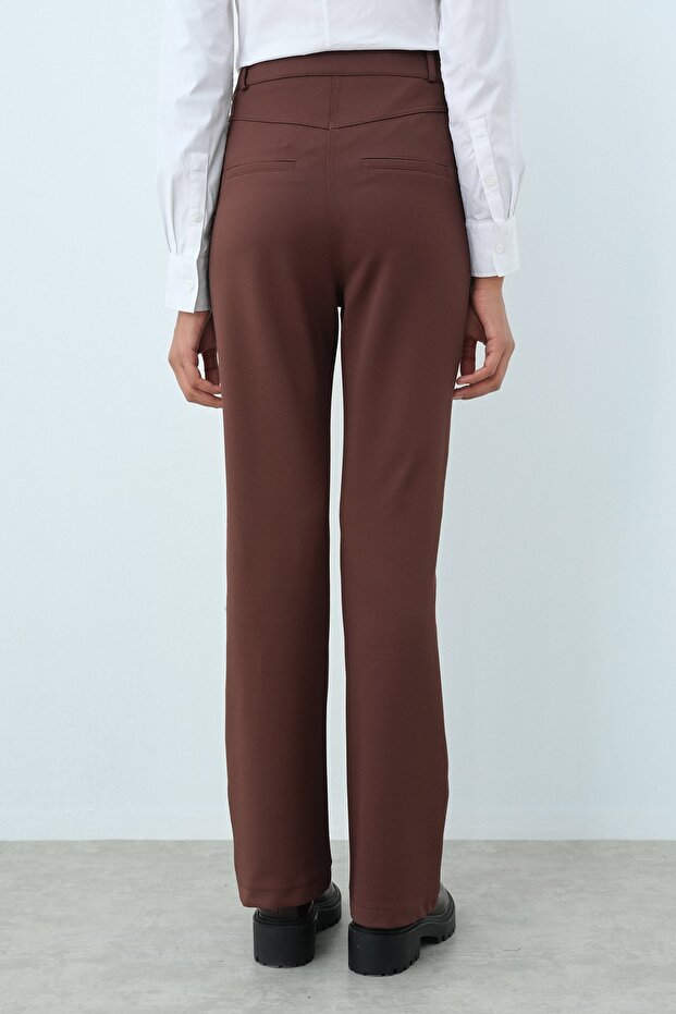 İspanyol Paça Pantolon Kahve - 4