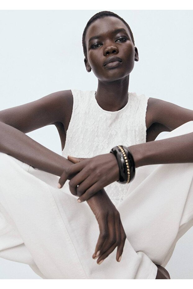 Askılı dantel tişört - 4