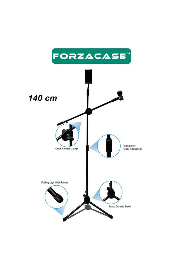 Tablet Tutuculu 360 Döner Profesyonel Metal Mikrofon Standı 140 cm - FC1077 - 4