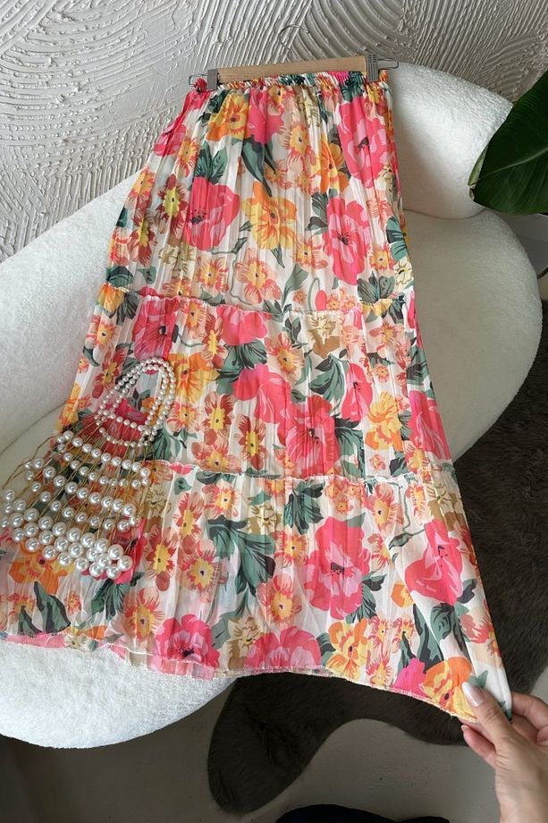 Lara Pembe Çiçekli Etek - 4
