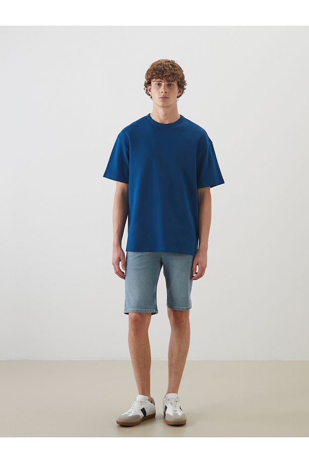 Süper Skinny Fit Erkek Jean Şort - 1