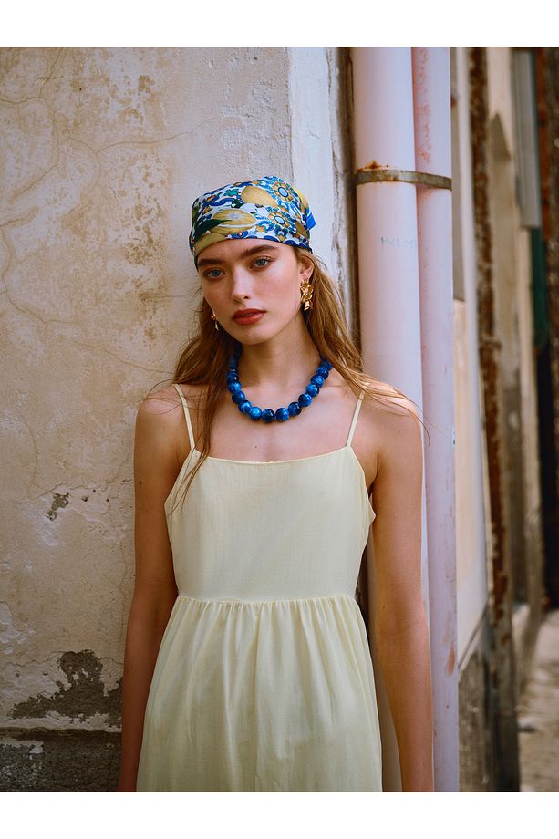 Kare Yaka Askılı Poplin Elbise - 3