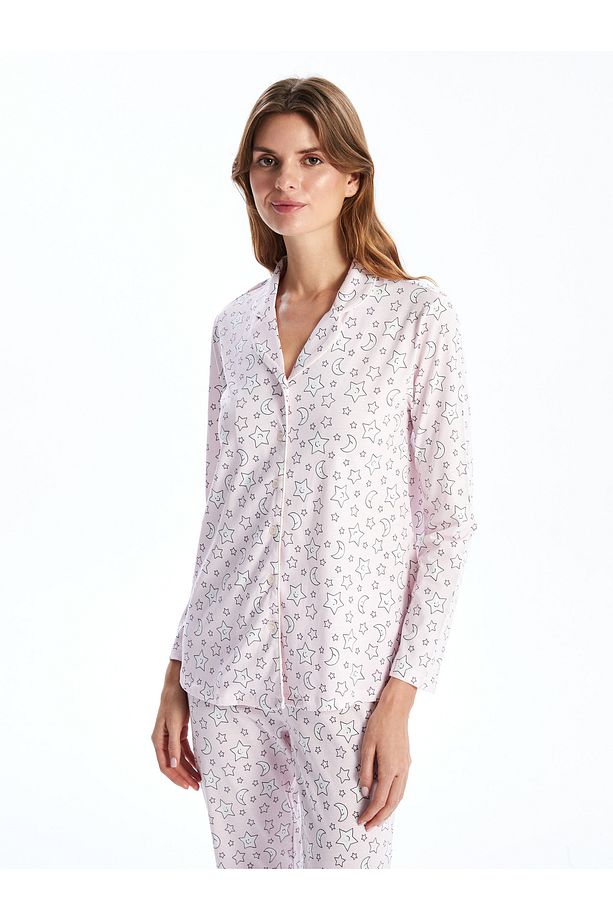 Gömlek Yaka Desenli Hamile Pijama Takımı - 2