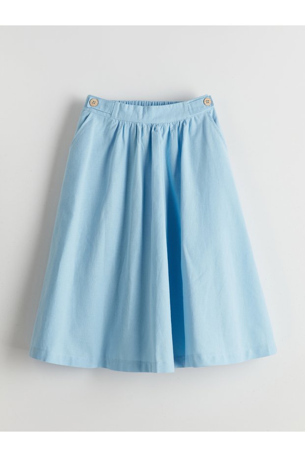 Elastic Waist Linen Blended Young Girl Skirt