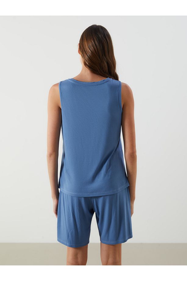 V Yaka Dokulu Kadın Şortlu Pijama Takımı - 4