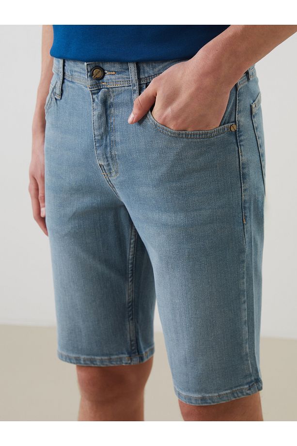 Süper Skinny Fit Erkek Jean Şort - 3
