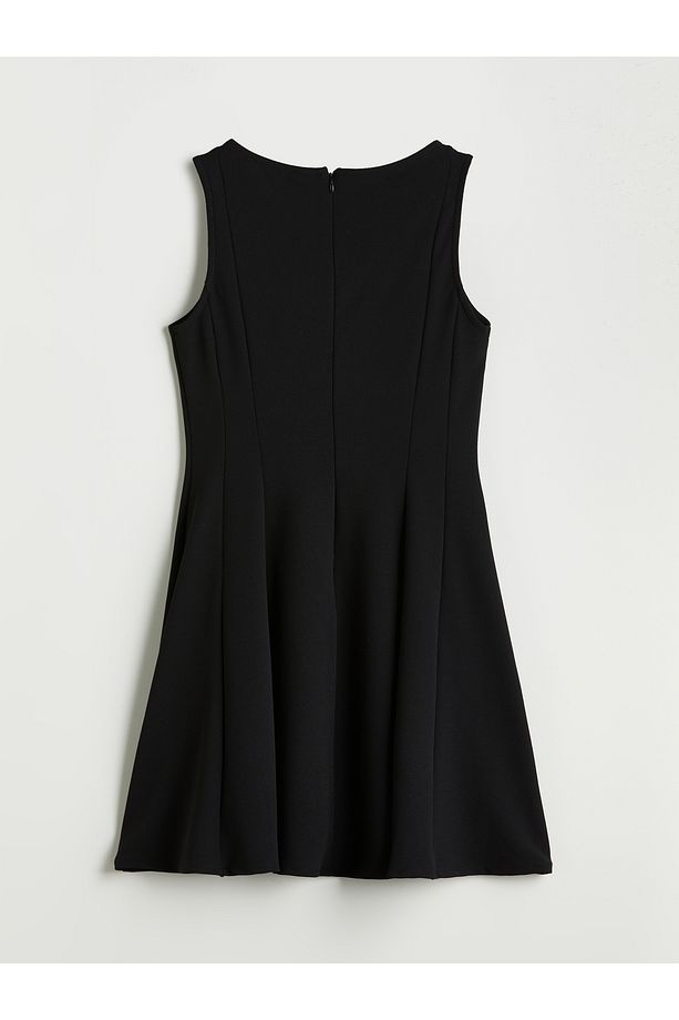 Bisiklet Yaka Peplum Mini Elbise - 6