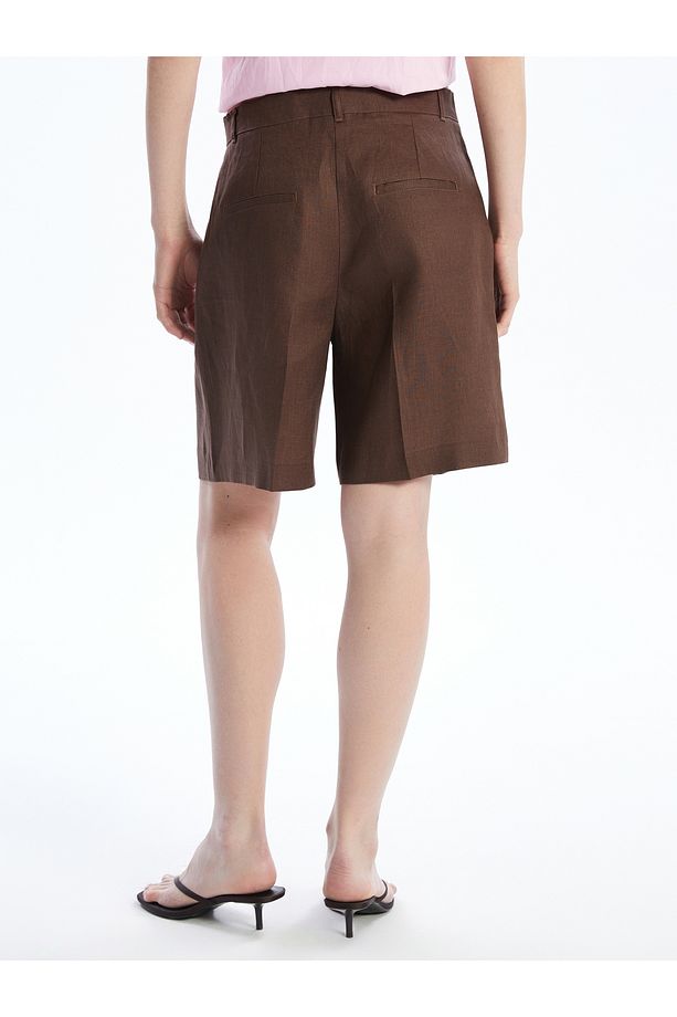 Loose Fit Keten Kadın Şort - 4