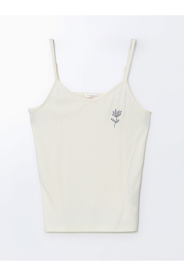 V Yaka Çiçekli Askılı Kadın Şortlu Pijama Takımı - 6