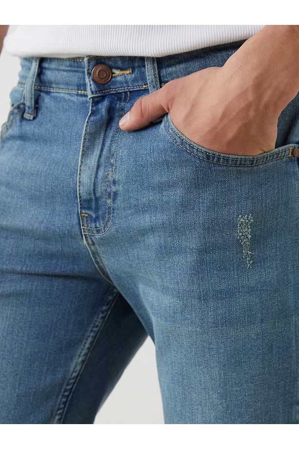 Skinny Fit Erkek Jean Şort - 3