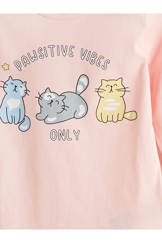 Bisiklet Yaka Kız Çocuk Pijama Takımı - 5