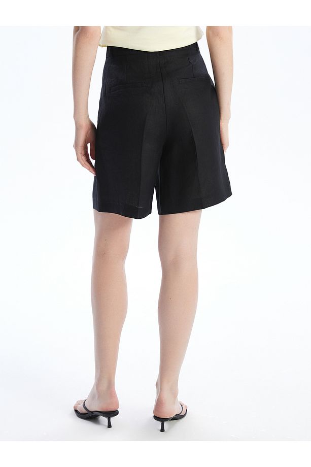 Loose Fit Keten Kadın Şort - 4