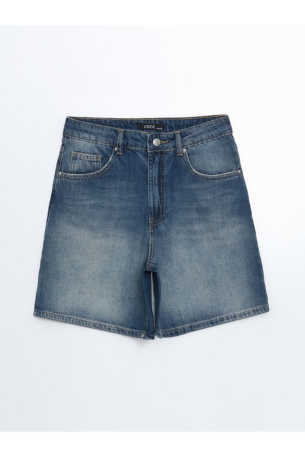Yüksek Bel Ekstra Dar Fit Kadın Jean Şort - 5