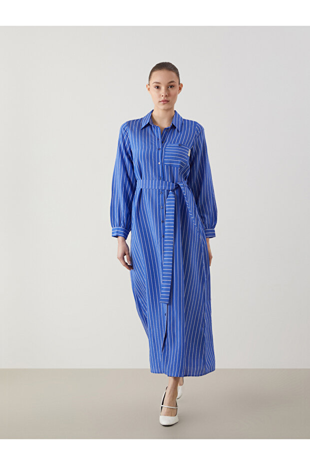 Striped Poplin Women's Shirt Dress
