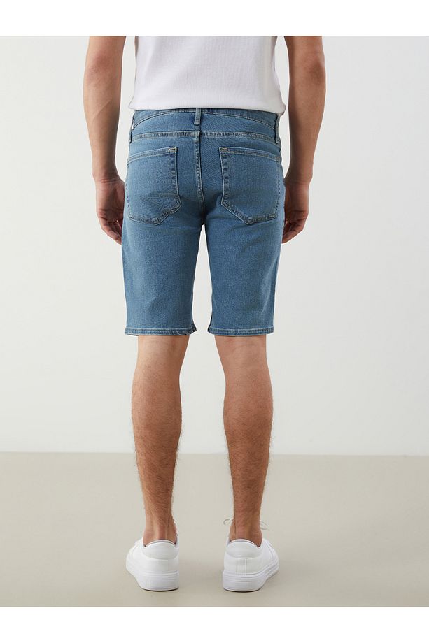 Skinny Fit Erkek Jean Şort - 4