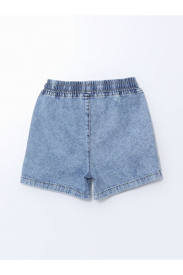 Beli Lastikli Kız Çocuk Jean Şort - 3