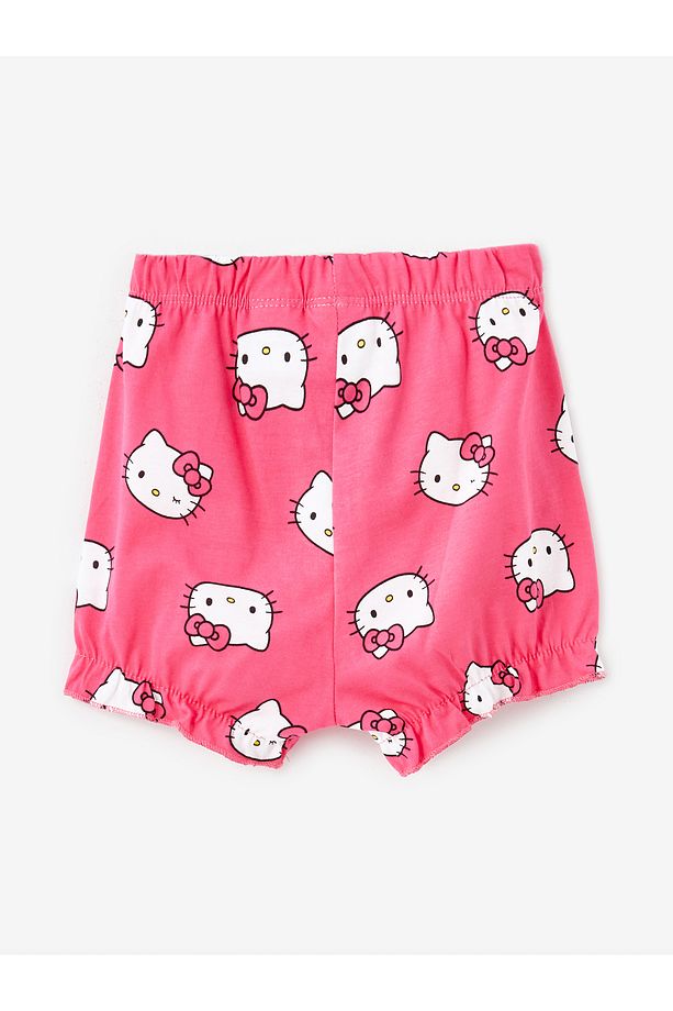 Bisiklet Yaka Hello Kitty Baskılı Kız Bebek Şortlu Pijama Takımı - 5