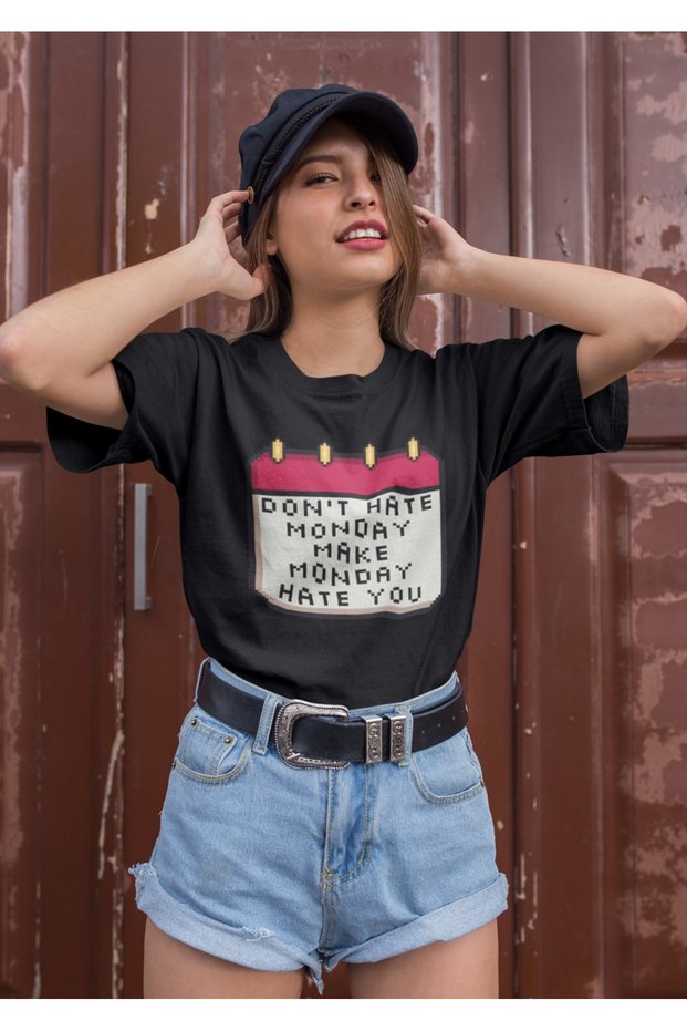 Unisex Men/Women Monday Calendar Printed Color Printed Oversize 100% Cotton T-Shirt