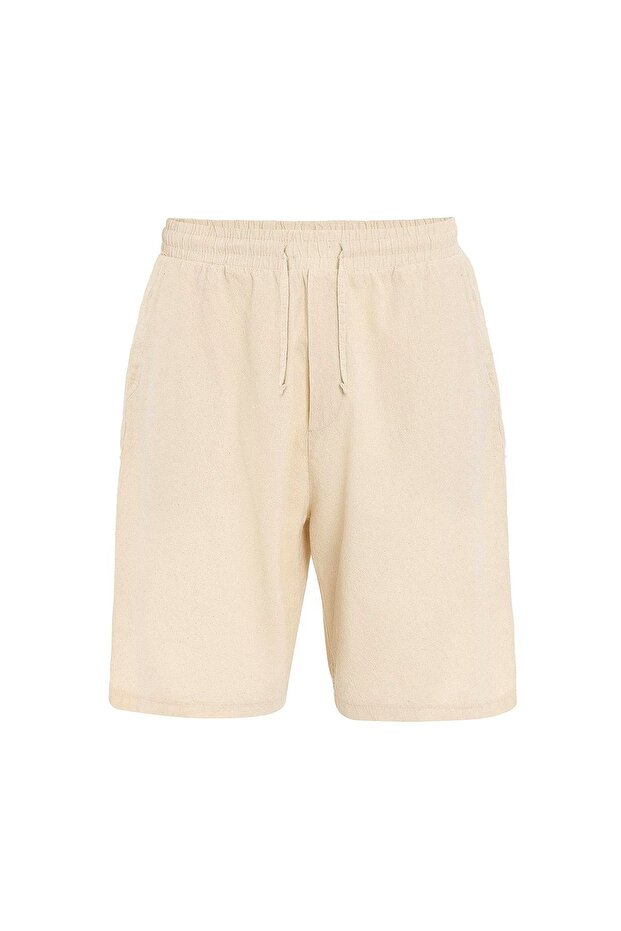Oversize Keten Şort Naturel - 2