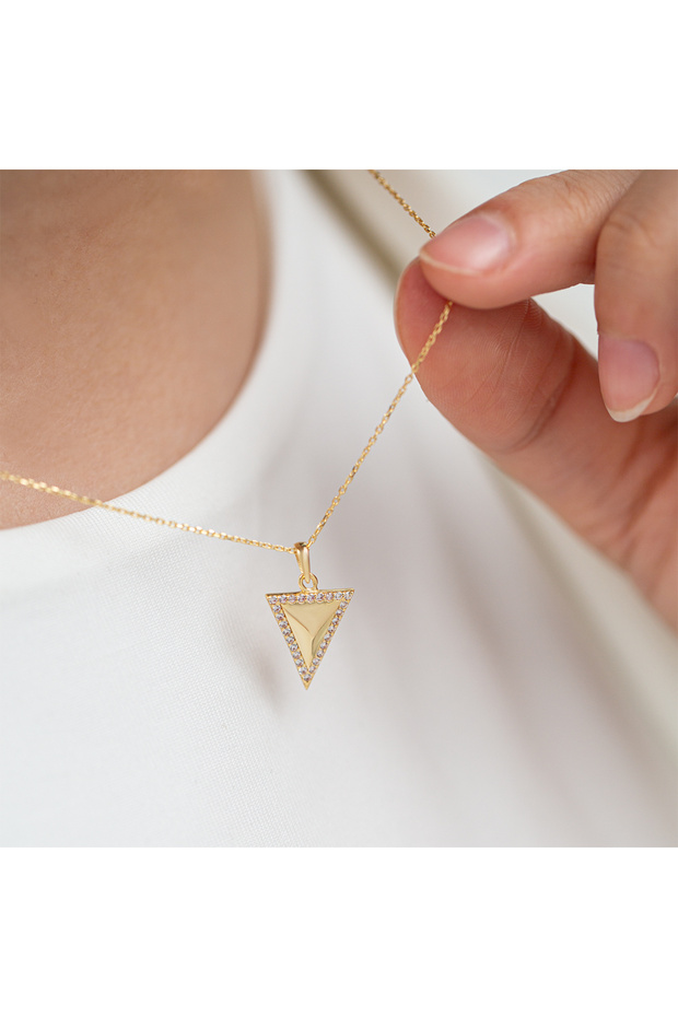 Üçgen Altın Kolye - 3