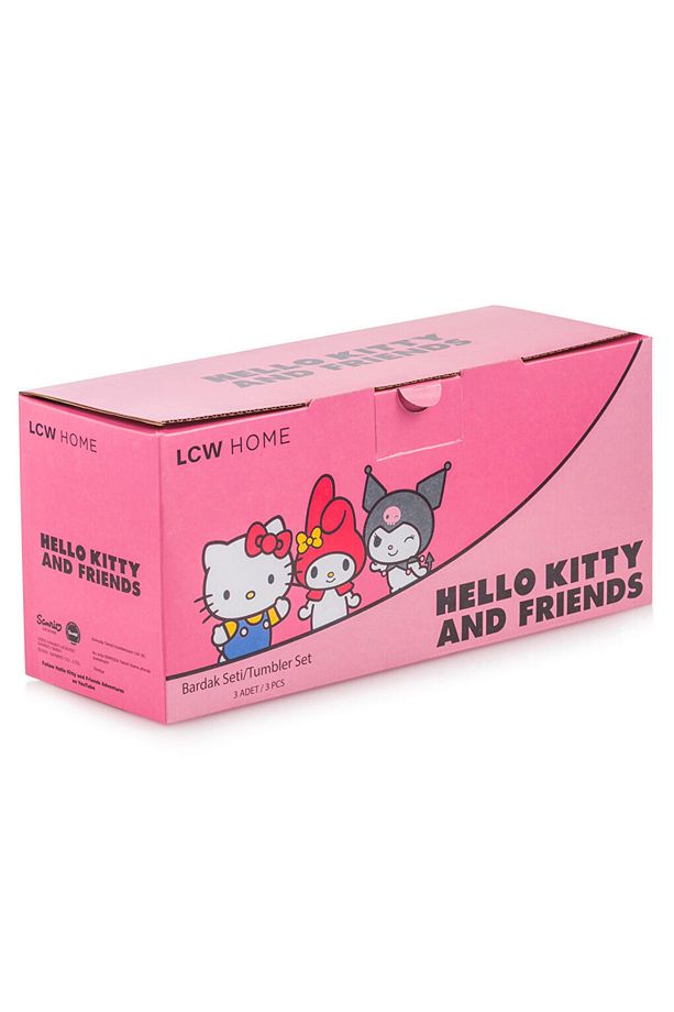 Karişik Hello Kitty Baskılı Cam Su Bardağı 4'lü 350 ml - 5
