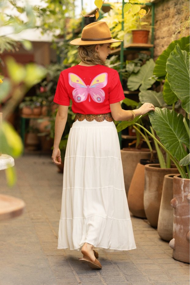 Unisex Men/Women Back Butterfly Printed Colorful Printed Oversize 100% Cotton T-Shirt