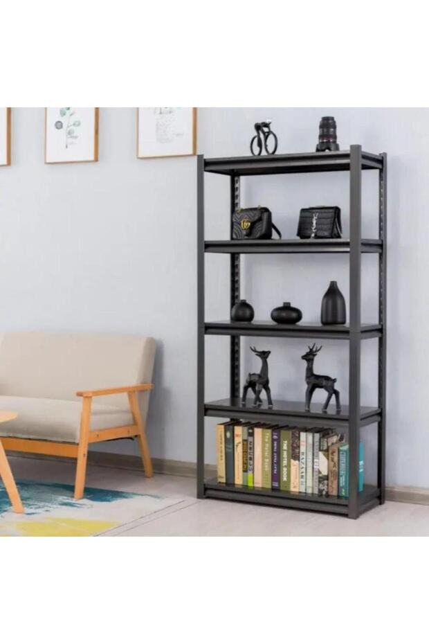 Adjustable 5-Shelf Steel Storage Rack with Wheels - 4