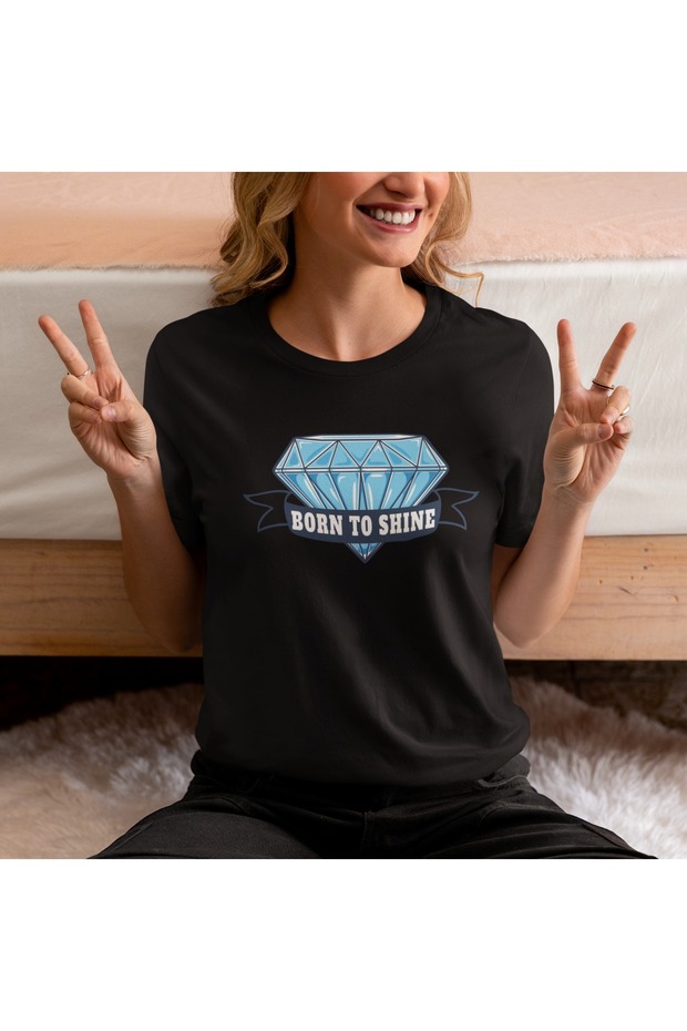 Unisex Men/Women Diamond Born to Shine Color Printed Oversize 100% Cotton T-Shirt
