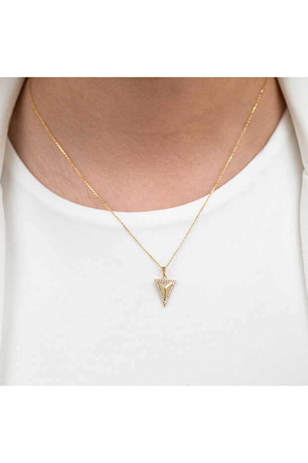 Üçgen Altın Kolye - 1