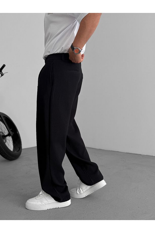 Siyah Likralı Fitilli Baggy Pantolon C-06 - 6