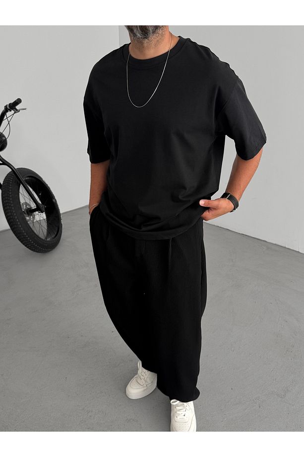 Siyah Basic Oversize T-Shirt C-055 - 3