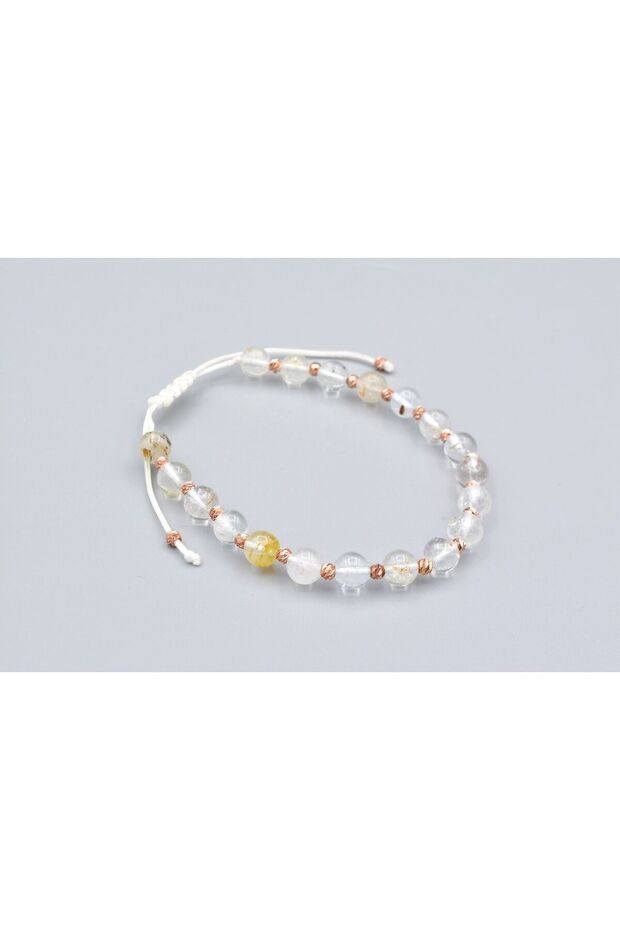 Macrame Model Genuine Topaz Stone Bracelet 6 mm