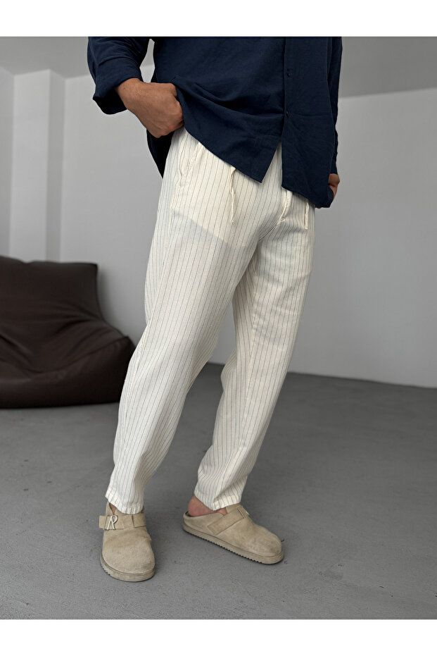 Ekru Çizgili Pantolon GJ-16794 - 2