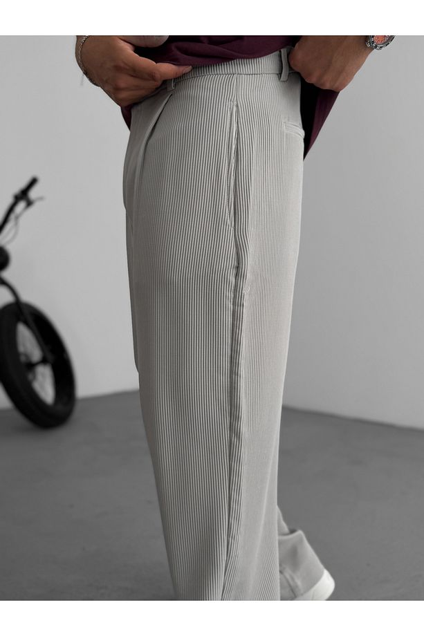 Gri Likralı Fitilli Baggy Pantolon C-06 - 8