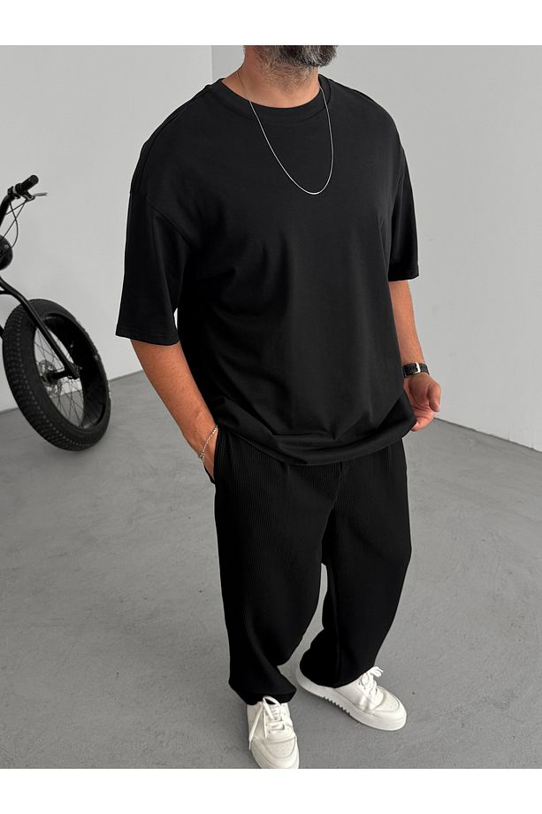 Siyah Basic Oversize T-Shirt C-055 - 4