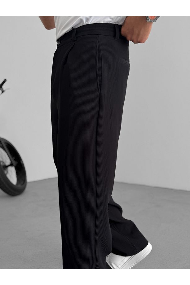 Siyah Likralı Fitilli Baggy Pantolon C-06 - 7